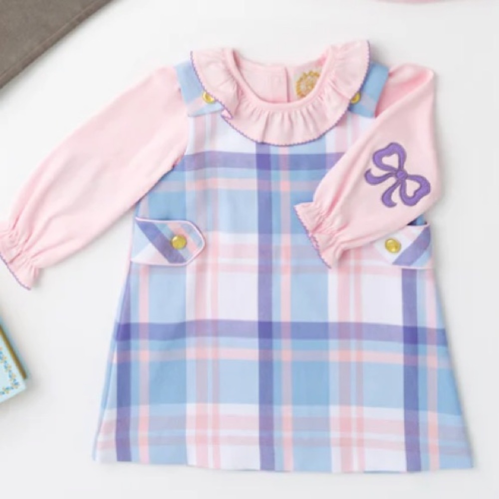 Beaufort Bonnet TBBC Jumper Girls 10 Peach Blossom Plaid Palm Beach Pink Easter